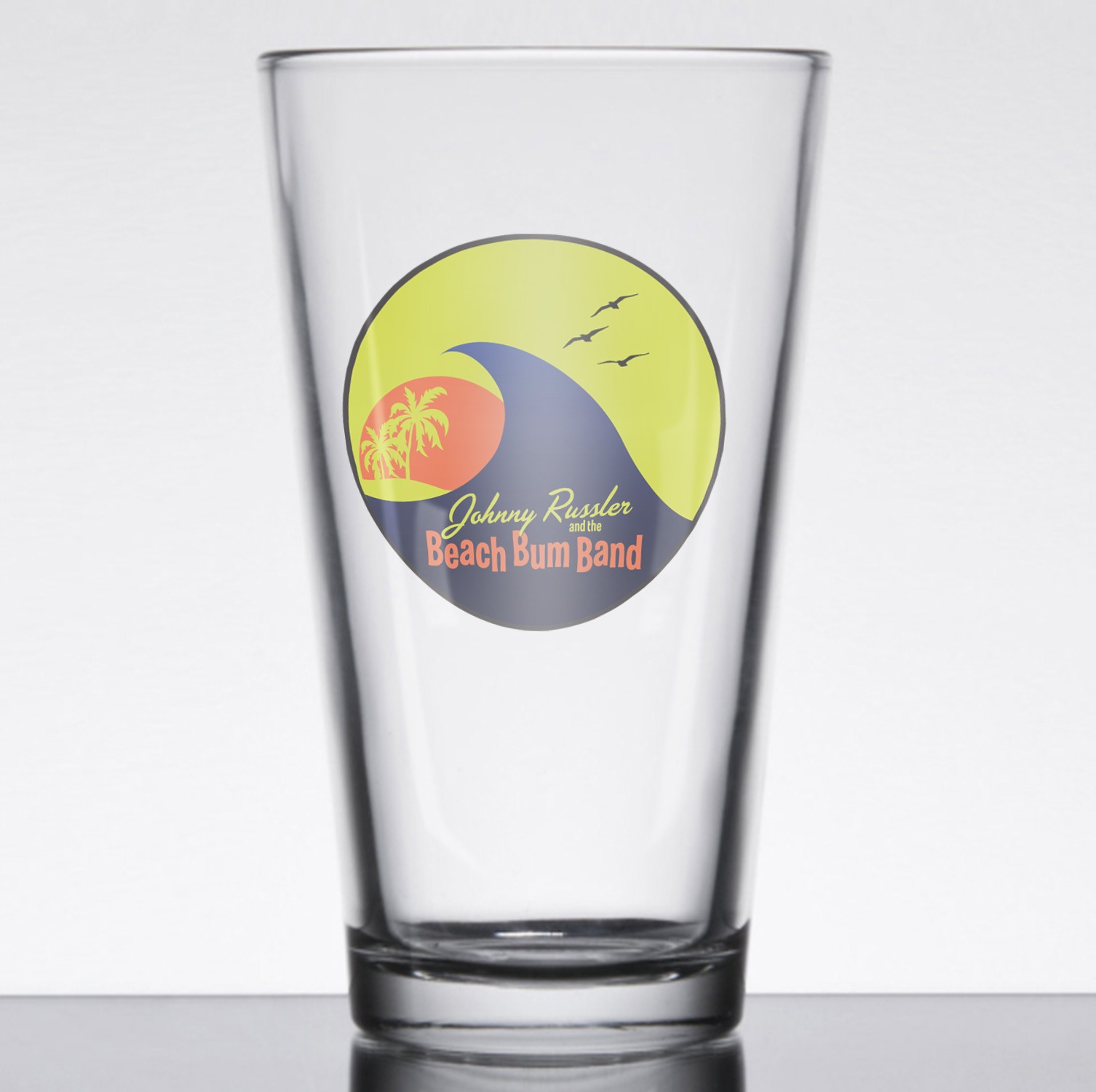 Johnny Russler and the Beach Bum Band Logo Pint Glass, The Troprock Shop