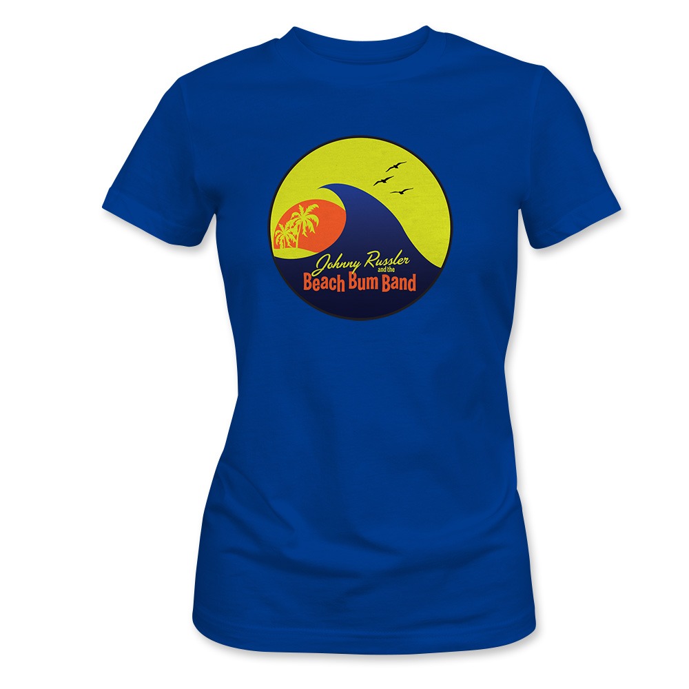 Johnny Russler and the Beach Bum Band Logo Women&#8217;s Fitted Tshirt, The Troprock Shop