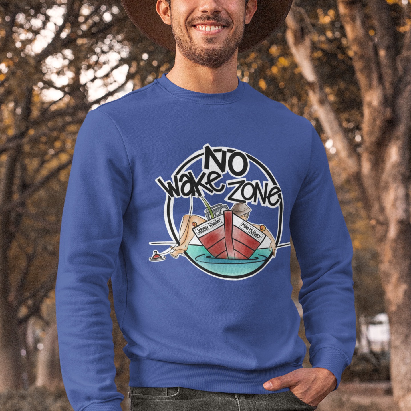 Mike McEnery &#8211; Johnny Russler No Wake Zone Crewneck Sweatshirt, The Troprock Shop
