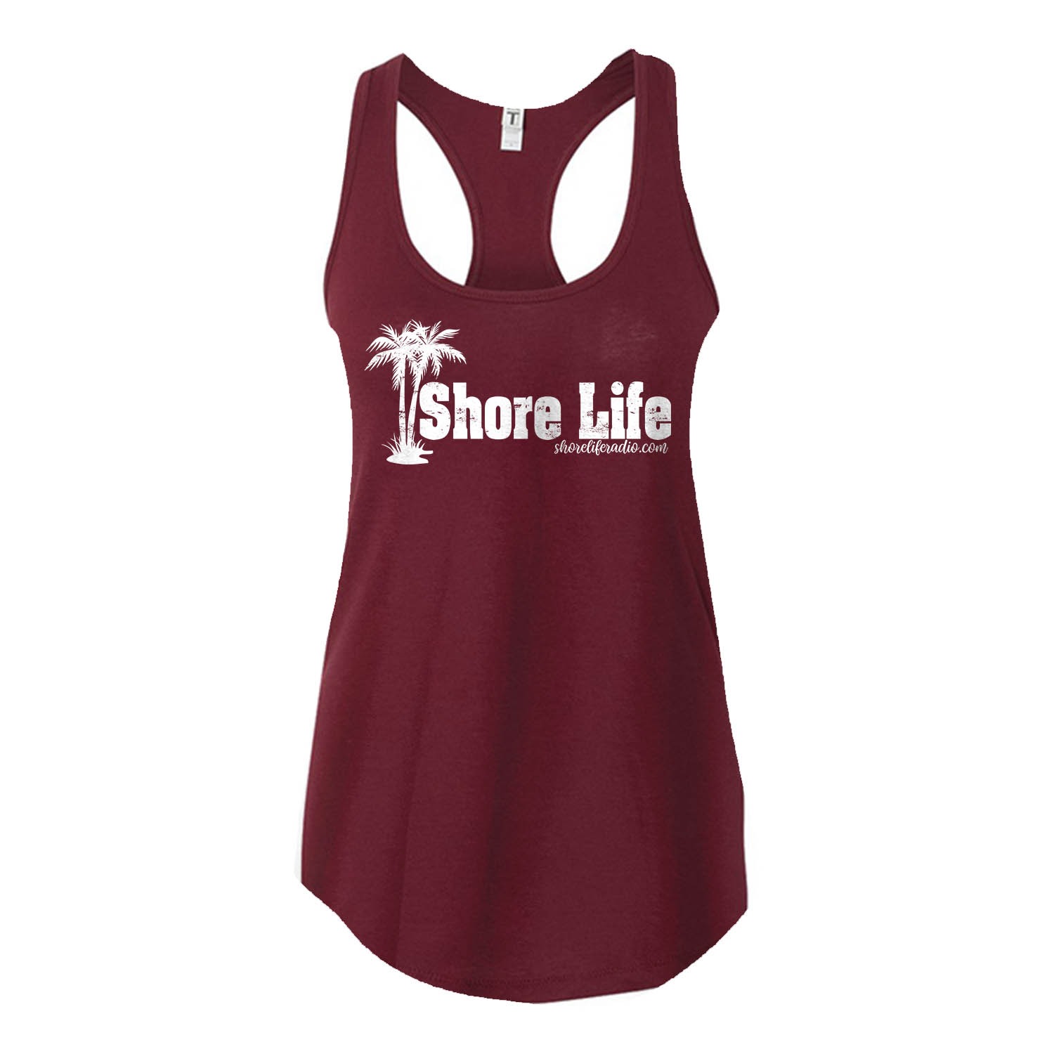 Shore Life Radio Palm Tree Logo Ladies Racerback Tank, The Troprock Shop