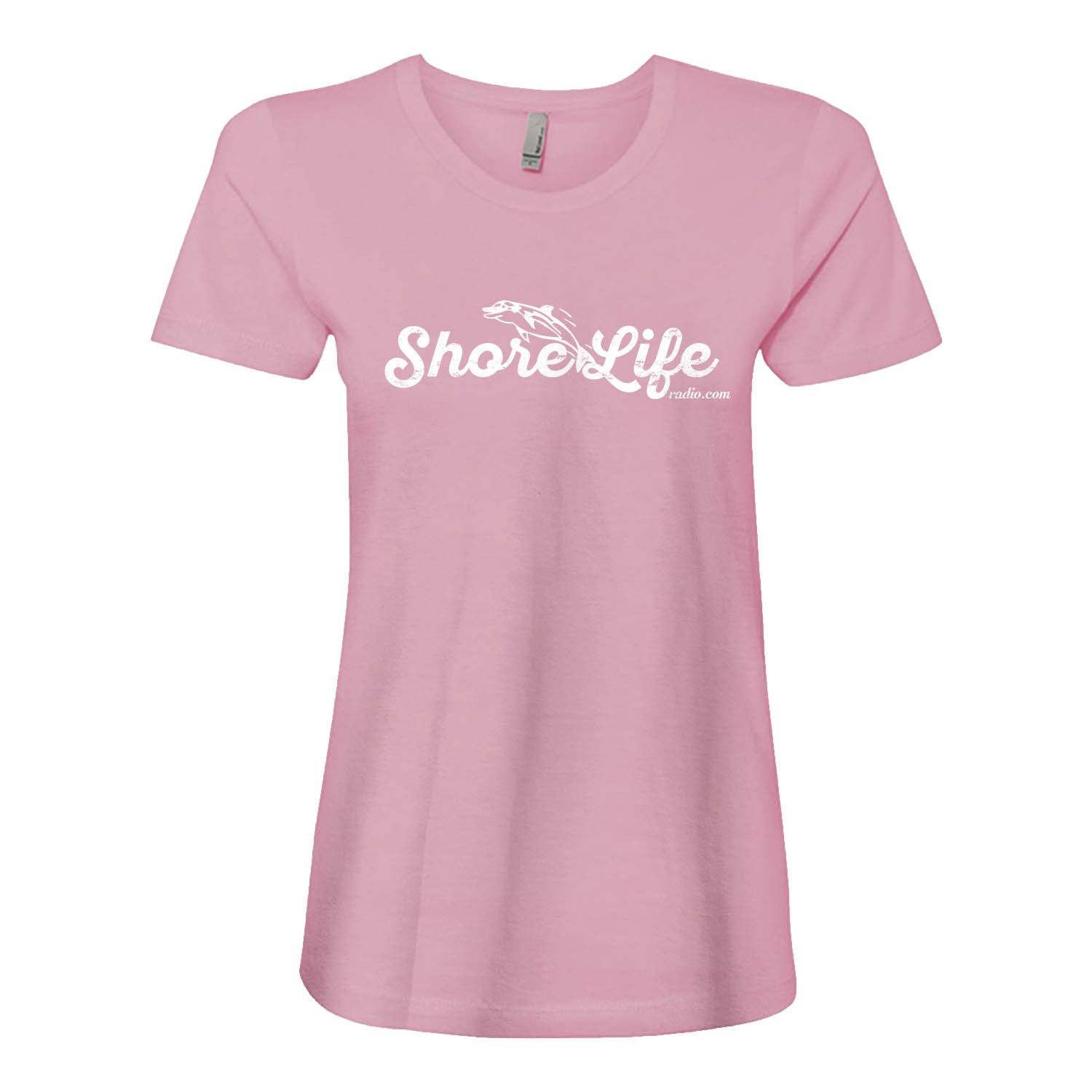 Shore Life Radio Dolphin Women&#8217;s Fitted T-Shirt, The Troprock Shop