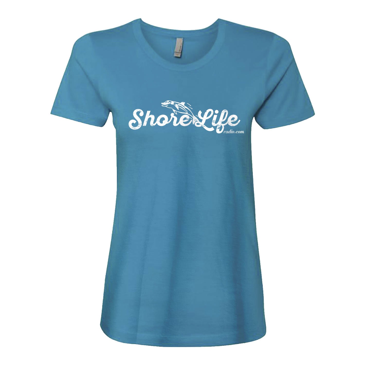 Shore Life Radio Dolphin Women&#8217;s Fitted T-Shirt, The Troprock Shop