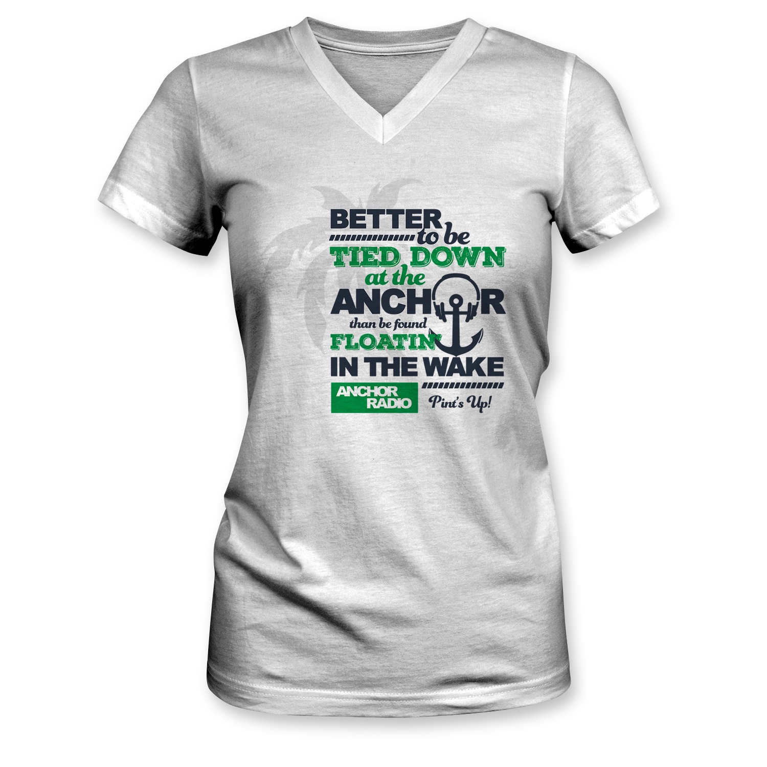 Anchor Radio Tied Down Womens V NeckTee, The Troprock Shop