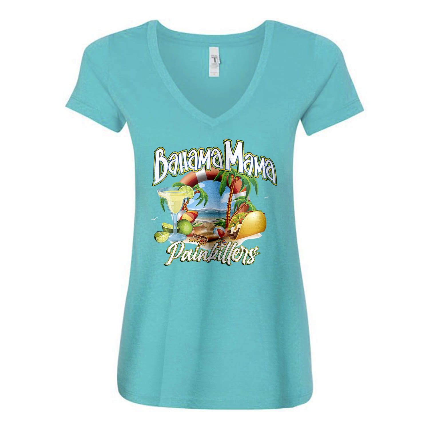 Bahama Mama and the Painkillers Double T Womens Vneck Fitted Tee, The Troprock Shop